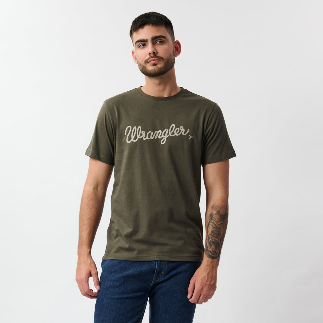 TEXTURED CLASSIC T-SHIRT IN NEW TAUPE GREEN