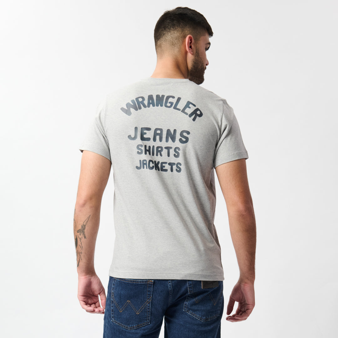 BADGE T-SHIRT IN LIGHT GREY HEATHER MELANGE
