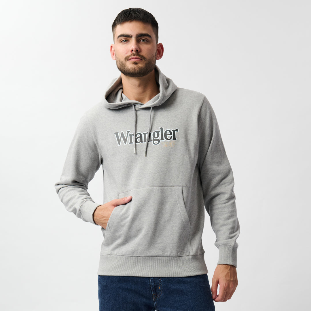 WEDGE HOODED FLEECE IN LIGHT GREY HEATHER MELANGE