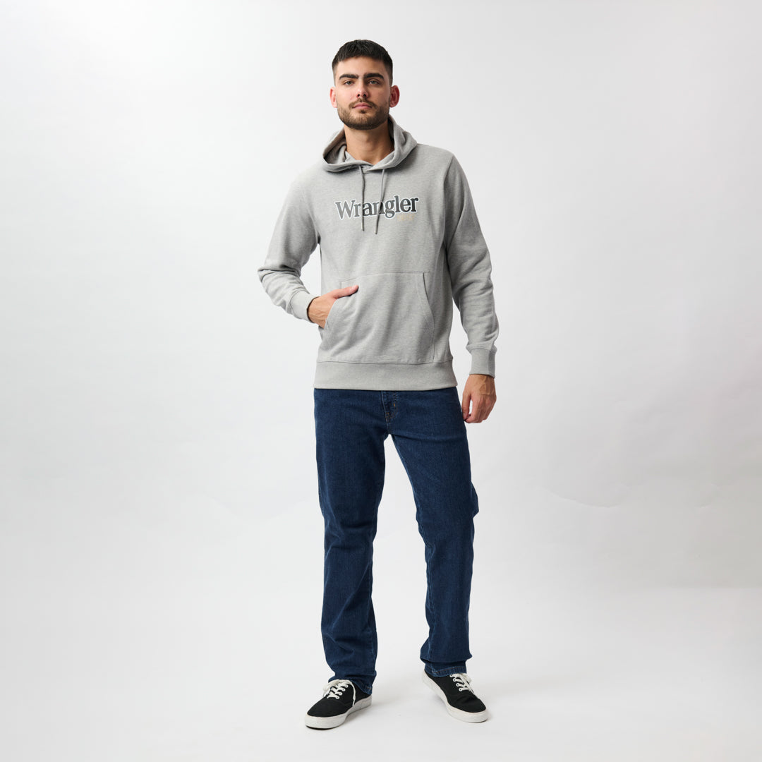 WEDGE HOODED FLEECE IN LIGHT GREY HEATHER MELANGE