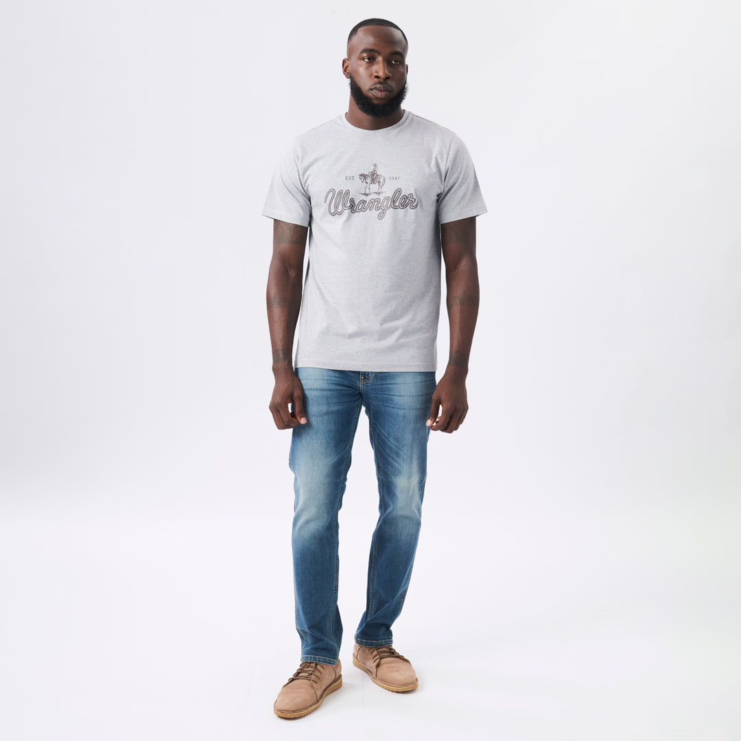 POST T-SHIRT IN LIGHT GREY HEATHER MELANGE
