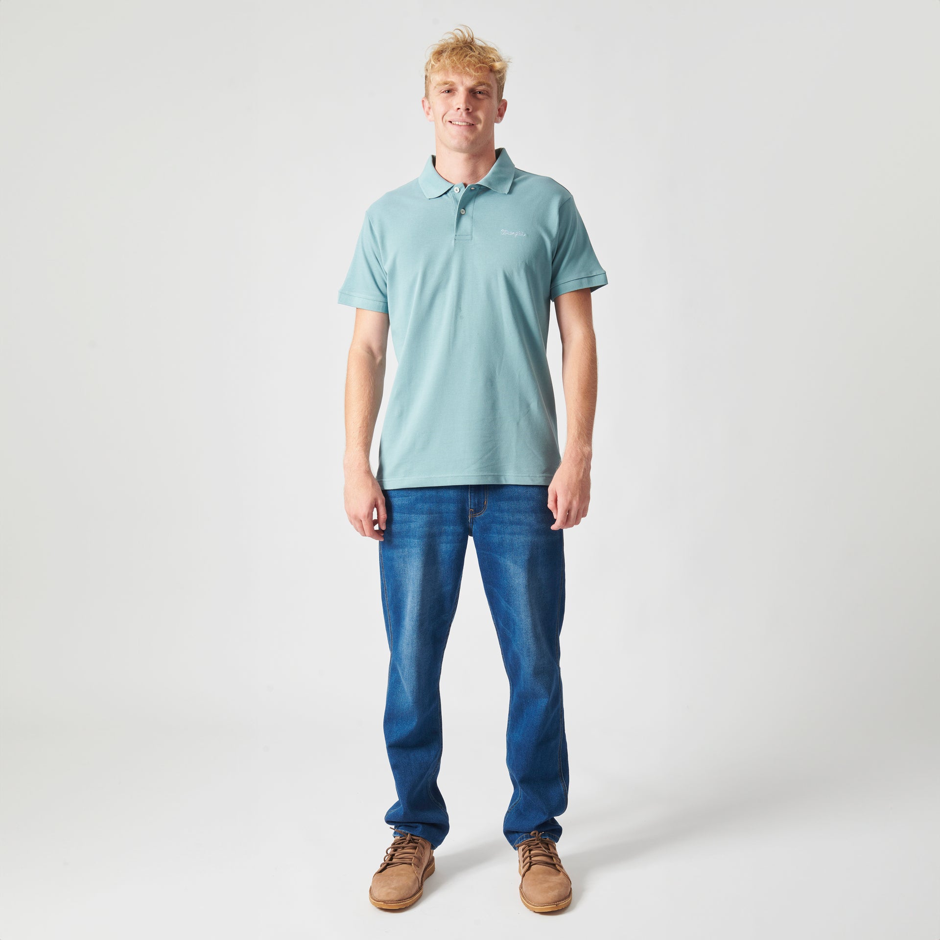 FLAGGED POLO IN SHALLOW BLUE