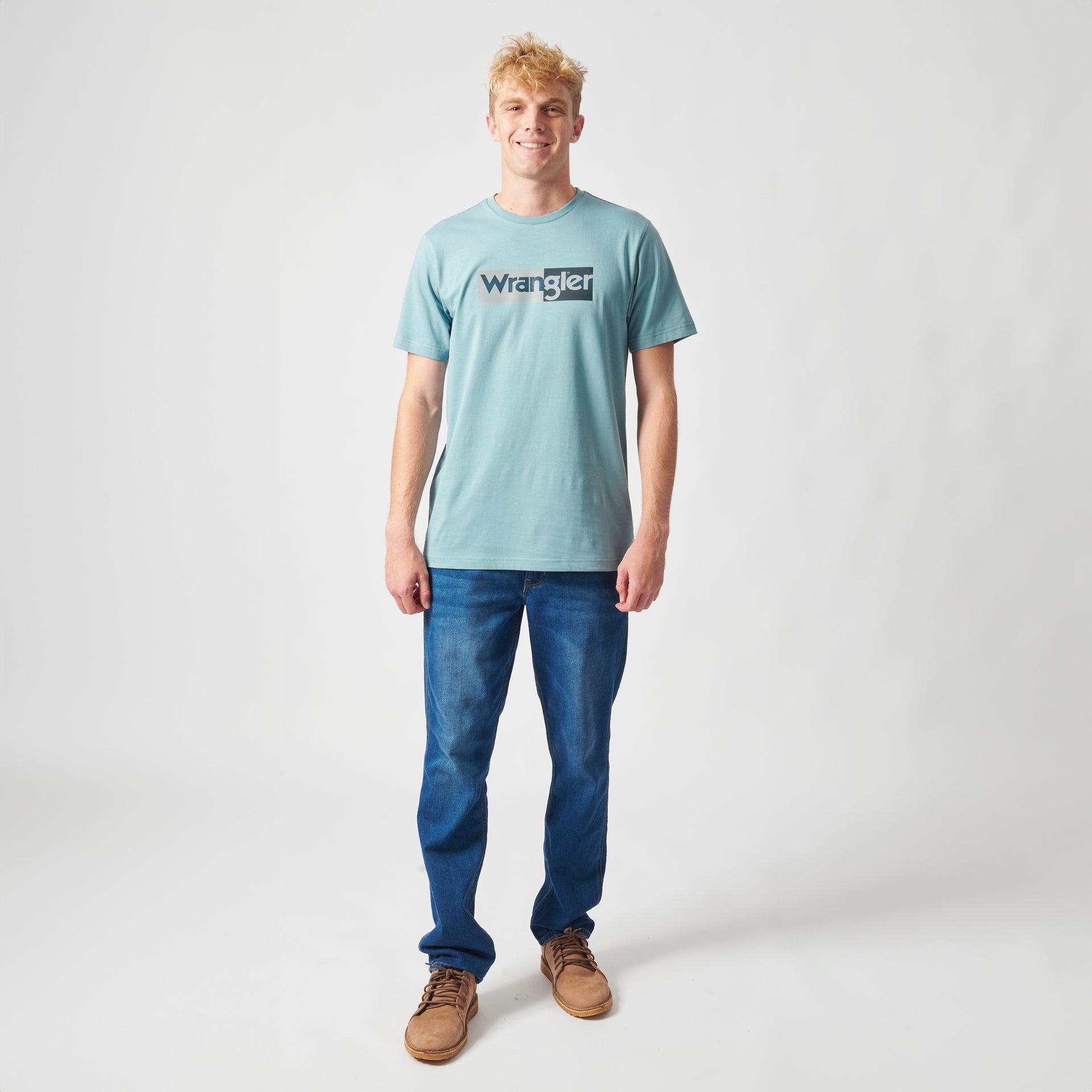 SPILT LOGO T-SHIRT IN SHALLOW BLUE