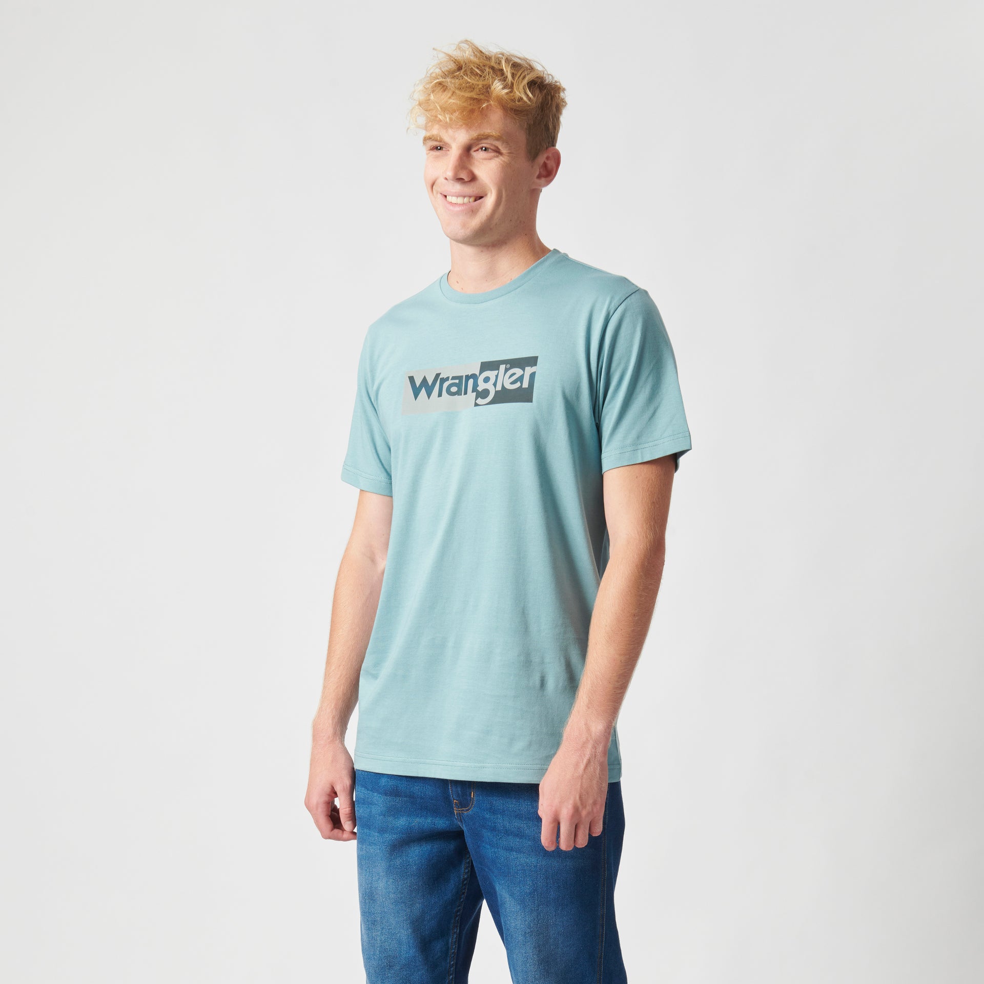 SPILT LOGO T-SHIRT IN SHALLOW BLUE