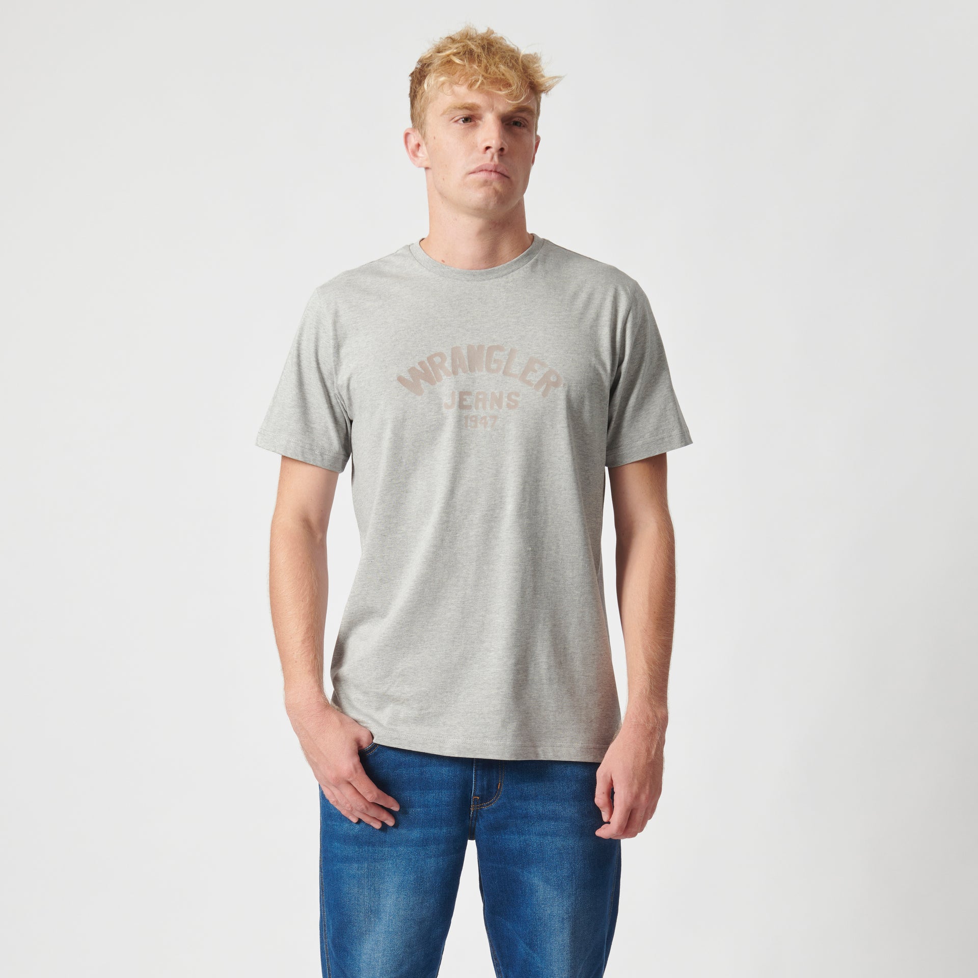 1947 JEANS LOGO T-SHIRT IN GREY MELANGE