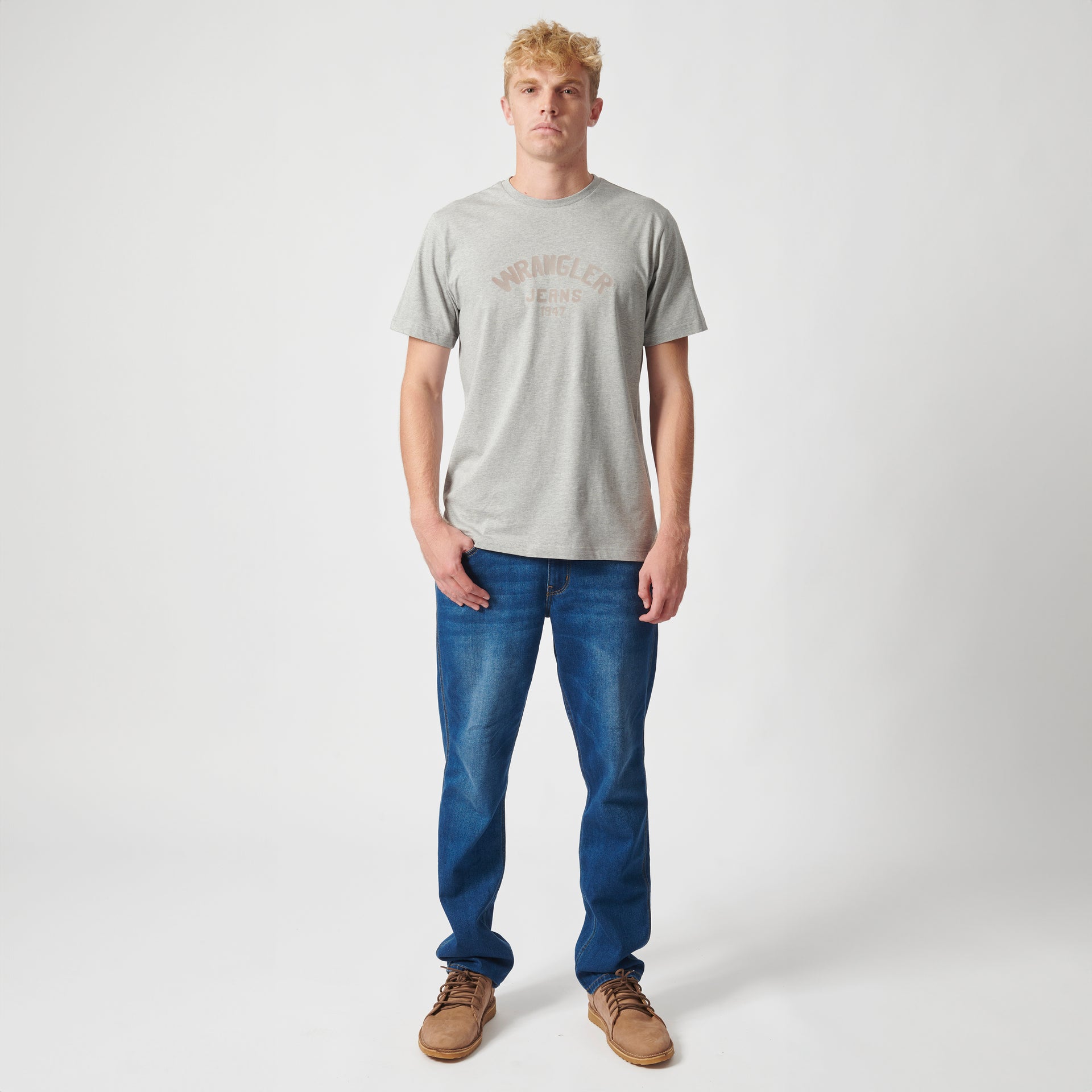 1947 JEANS LOGO T-SHIRT IN GREY MELANGE